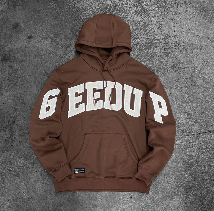 Geedup Team Logo Hoodie 'Brown/Light Grey'