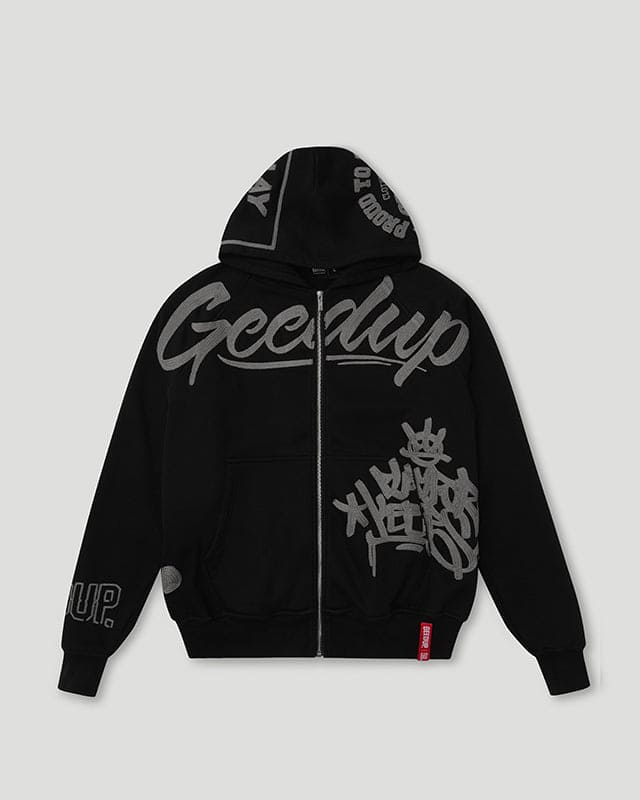 GEEDUP Multi Logo Zip Jacket ‘Black/Grey’