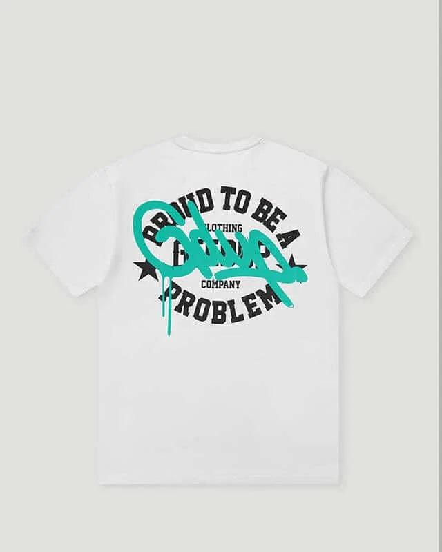 GEEDUP ‘Proud To Be A Problem’ T-Shirt White/Aqua - SOLE AU