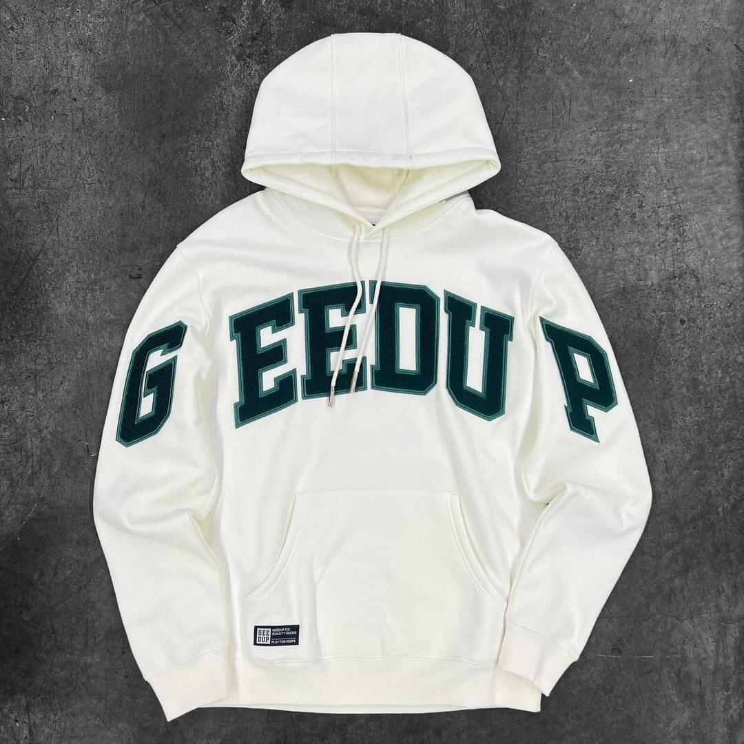 GEEDUP Team Logo Hoodie White/Green (Winter Del.2/23) - SOLE AU