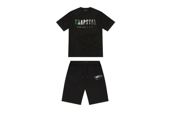 Trapstar Chenille Decoded Short Set Black/Green - SOLE AU