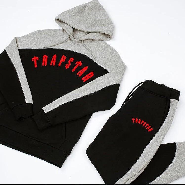 Trapstar Irongate Arch Chenille Hooded Tracksuit Black/Grey/Red - SOLE AU