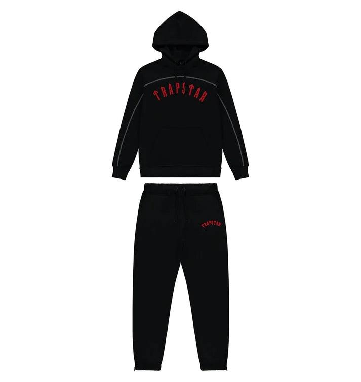 Trapstar Irongate Arch Chenille Hooded Tracksuit Black/Red - SOLE AU