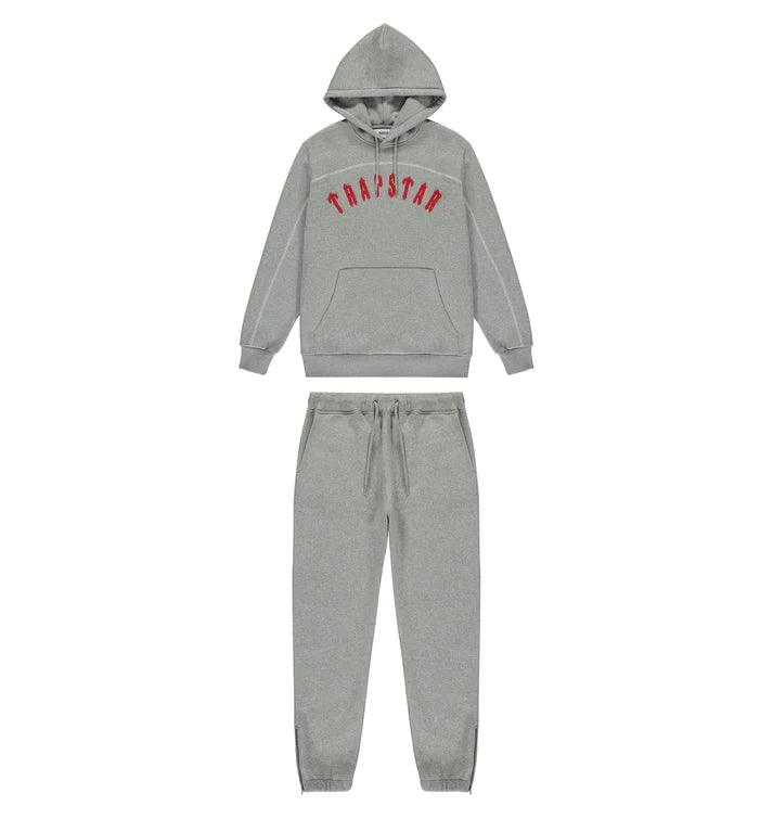 Trapstar Irongate Arch Chenille Hooded Tracksuit Grey/Red - SOLE AU